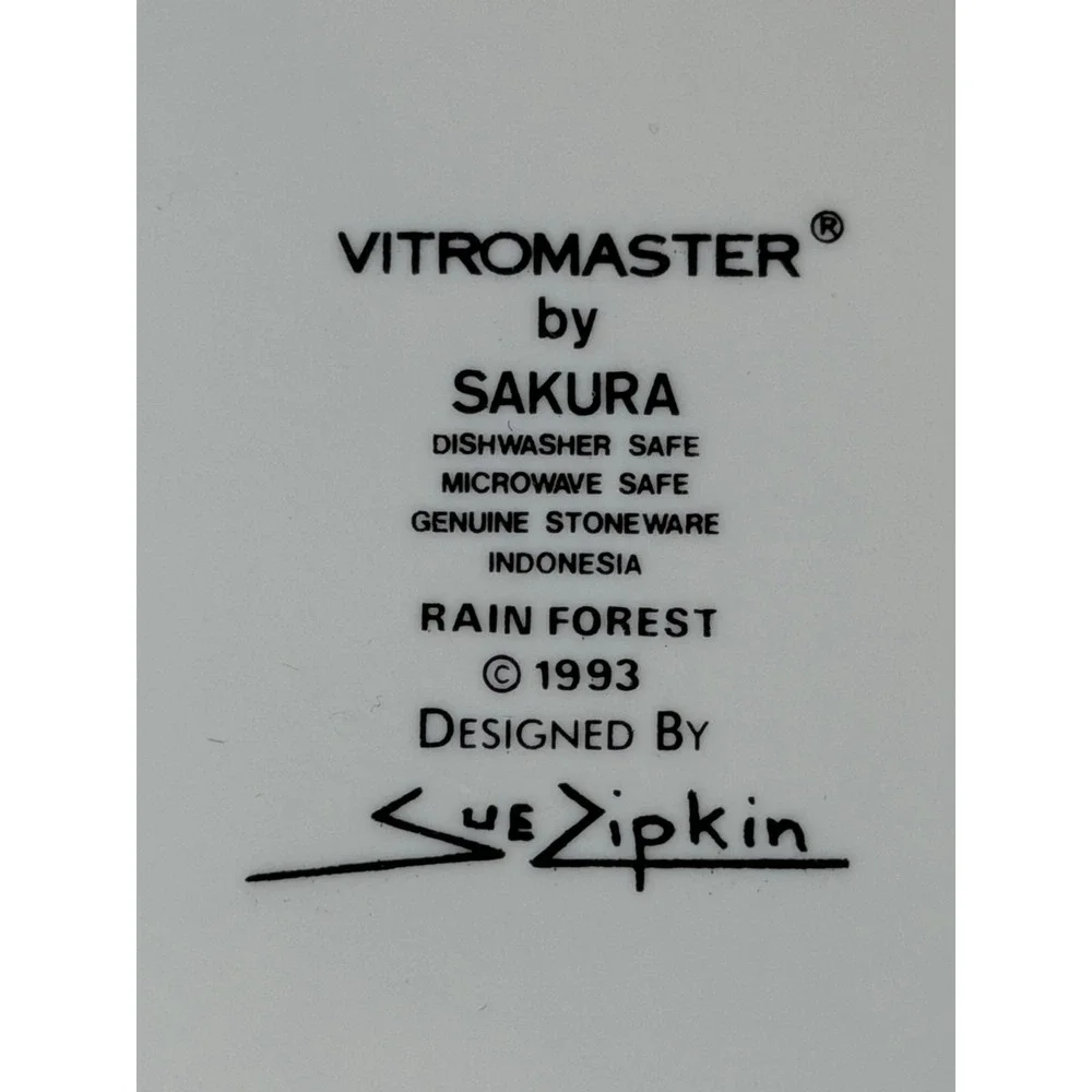 Sakura Vitromaster Rain Forest Dinner Plate Sue Zipkin 1993 Jungle Leopard Zebra - Picture 7 of 8